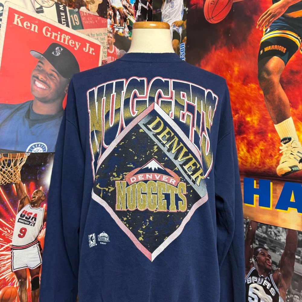 Vintage 90s Denver Nuggets NBA Basketball Crewneck‎ Sweatshirt Zubaz Sz 2XL